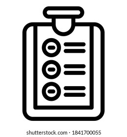 Clipboard request icon. Outline clipboard request vector icon for web design isolated on white background