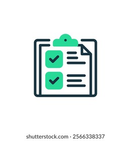 Clipboard with Results Two Tone Color Icon. linear style sign for mobile concept and web design. Outline vector icon.