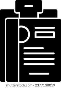 Clipboard with resume Solid Glyph Vector Icon