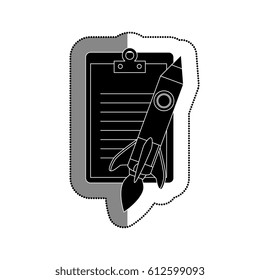 clipboard with rocket pencil isolated icon