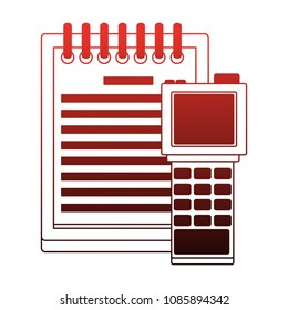 Clipboard and scanner on red lines