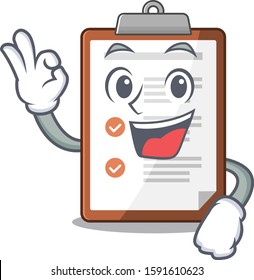Clipboard Scroll mascot design making an Okay gesture