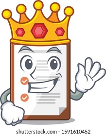 Clipboard Scroll A stylized of King on cartoon character design