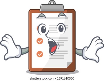 Clipboard Scroll Surprised gesture on cartoon character style
