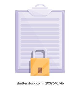 Clipboard secure data icon cartoon vector. Online private. Safe protect