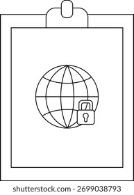 Área de transferência com um globo seguro representado nela