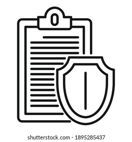 Clipboard security icon. Outline clipboard security vector icon for web design isolated on white background