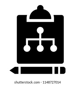 
A clipboard sheet with hierarchy and pencil representing business planning 
