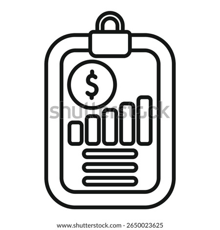Clipboard showing financial report with dollar coin and growing bar chart icon