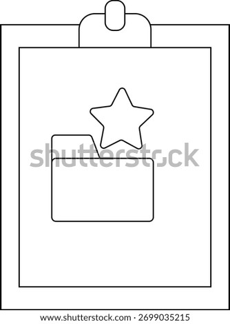 A clipboard shows a document folder with a star icon floating above it
