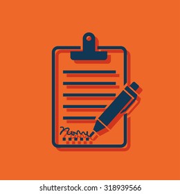 Clipboard with sign and pen icon