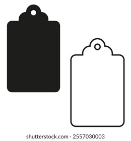 Clipboard silhouette icon. Blank clipboard outline. Minimal black and white. Vector office tool.