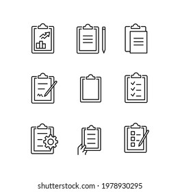 Clipboard simple thin line icon set vector illustration