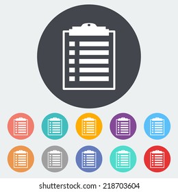 Clipboard. Single flat icon on the circle. Vector illustration.