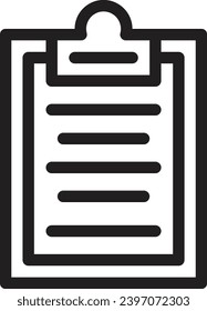 Icono de línea de vector único del portapapeles