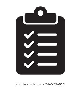 	
Clipboard solid icon flat style isolated on background. Checklist sign symbol for web site and app design.