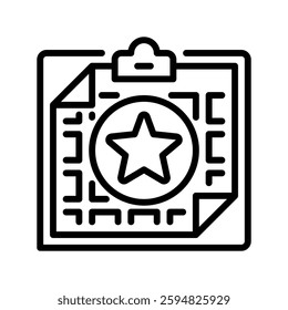 Clipboard with Star line icon. Universal creative premium symbol. Vector sign icon logo template. Vector illustration