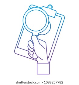 clipboard with statistics document and magnifying glass