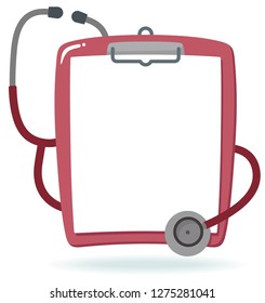 Clipboard With Stethoscope and Blank Paper.