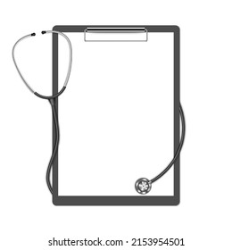 Clipboard and stethoscope medical and healthcare concept, vector illustration