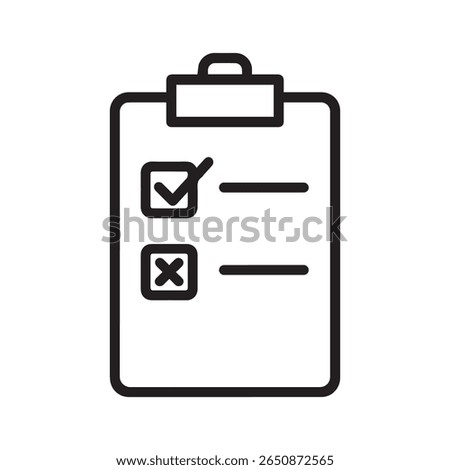 Clipboard with Survey Checklist Document on Table