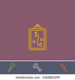 clipboard with tactic vector line icon.Basic element illustration.clipboard with tactic vector outline symbol design.Bonus broken key graphic concept