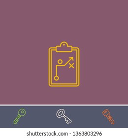 clipboard with tactic vector line icon.Basic element illustration.clipboard with tactic vector outline symbol design.Bonus broken key graphic concept