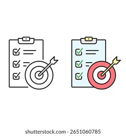 Zwischenablage mit Zielsymbol. Vektorisolierte Illustrationen