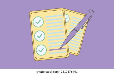 clipboard task management todo check list with pen, efficient work on project plan, report check concept, assignment and exam checklist icon.