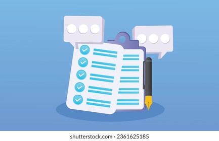 Clipboard task management to-do checklist white.on blue background.Vector Design Illustration.