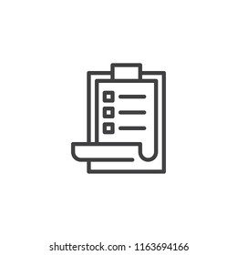Clipboard Task outline icon. linear style sign for mobile concept and web design. Checklist, planning simple line vector icon. Symbol, logo illustration. Pixel perfect vector graphics