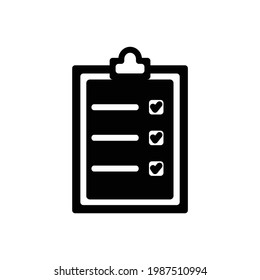 Icono del vector de tareas del portapapeles en estilo glifo. El icono de ilustración vectorial se puede utilizar para una aplicación, sitio web o parte de un logotipo.
