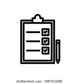 Clipboard Task Vector Icon in Outline Style. Vector illustration icon can be used for an app, website, or part of a logo.