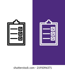 Clipboard Task Vector Icon in Outline Style. Vector illustration icon can be used for an app, website, or part of a logo.