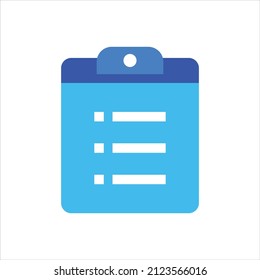 Clipboard tasks icon vector graphic illustration in blue