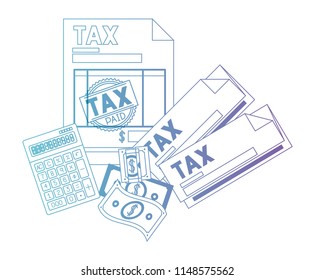 clipboard taxes with calculator and bills