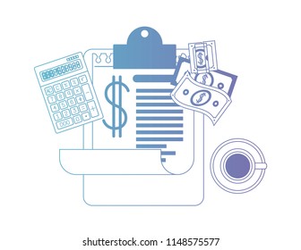 clipboard taxes with calculator and bills