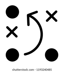 A clipboard with technical language and arrow used in sports for planning known as tactical plan chart 