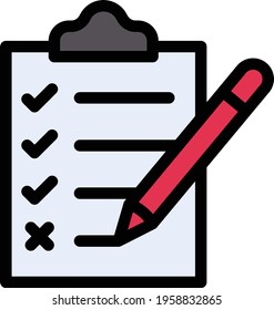 clipboard test vector line colour icon