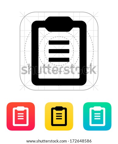 Clipboard with text icon. Vector illustration.