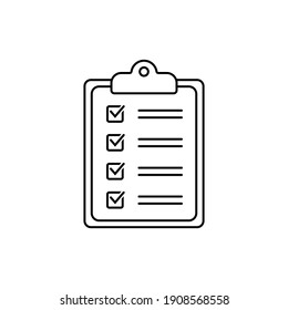 Clipboard thin line icon. Checklist sign symbol for web site and app design.