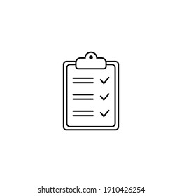 Clipboard Thin Line Icon. Checklist Sign Symbol For Web Site And App Design.