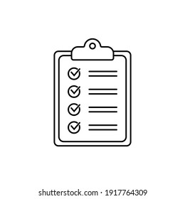 Clipboard thin line icon. Checklist sign symbol for web site and app design.