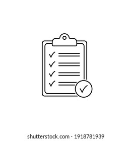 Clipboard thin line icon. Checklist sign symbol for web site and app design.