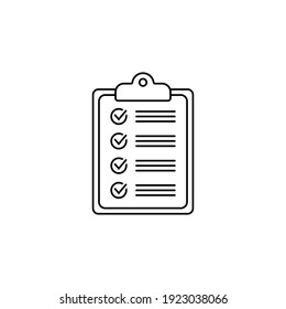 Clipboard thin line icon. Checklist sign symbol for web site and app design.