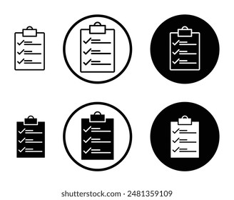Zwischenablage Thin Line Vektorgrafik Icon Set.