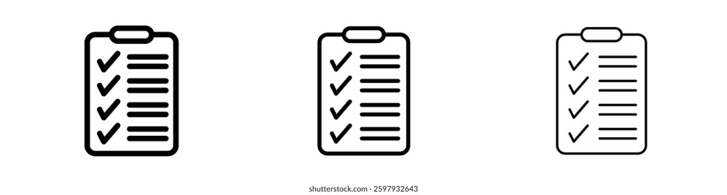Clipboard thin line vector icon set.
