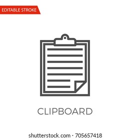 Clipboard Thin Line Vector Icon. Flat Icon Isolated on the White Background. Editable Stroke EPS file. Vector illustration.
