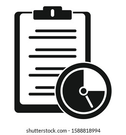 Clipboard time task icon. Simple illustration of clipboard time task vector icon for web design isolated on white background
