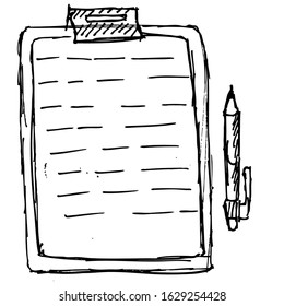 clipboard with tools, doodle sketch